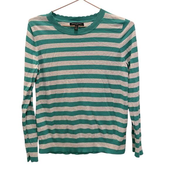 Banana Republic Factory Sweaters - Banana Republic Striped Scalloped Neck Top - Petite Small